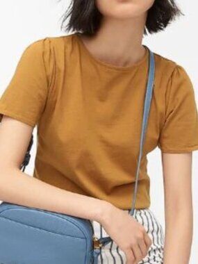 J.Crew Puff sleeve T-shirt- AB705-cotton-GOLDEN BRANDY